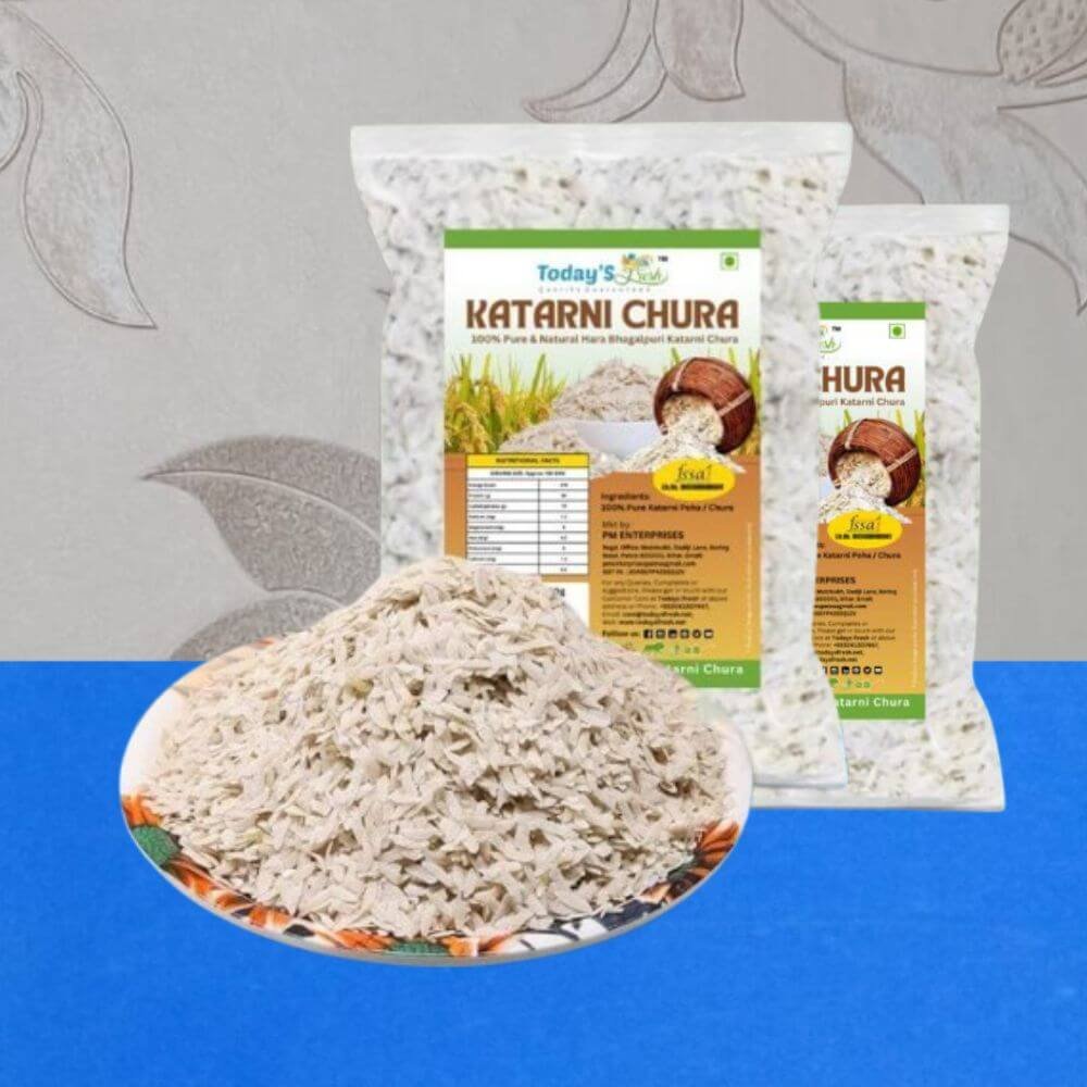Today's Fresh Premium Bhagalpuri Hara Katarni Chura Poha 100% Natural, and Traditional Cultural Flavor (2 kg)