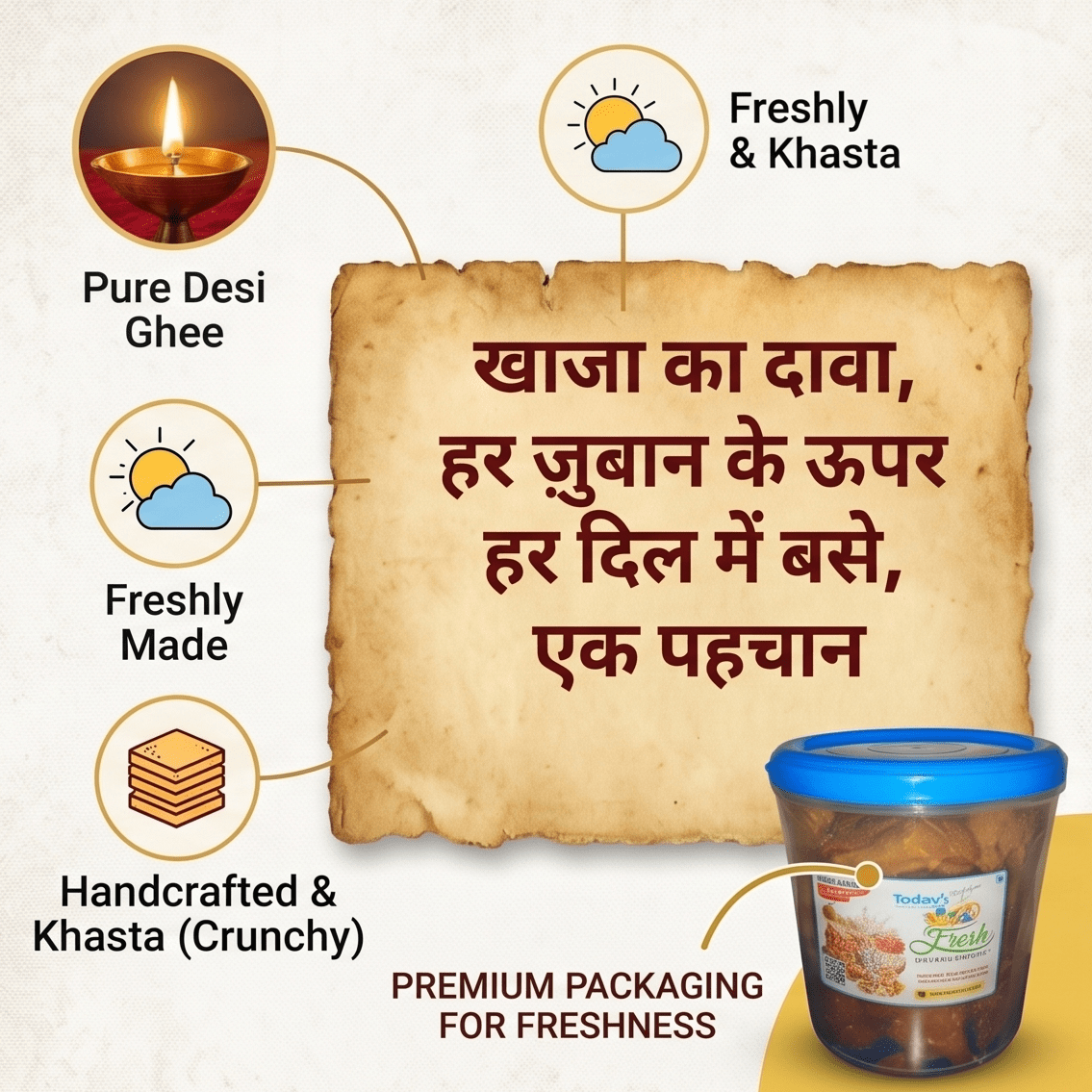todays fresh Ghee Silao Khaja Sweet 111