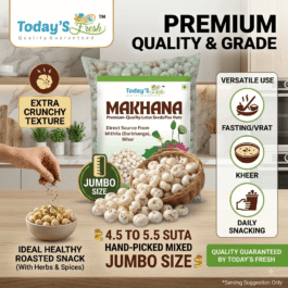 Today’s Fresh Authentic Mithila Makhana (200g) – Premium Hand-Picked Popped Lotus Seeds / Fox Nuts | 4.5 to 5.5 Suta Mixed Grade | 100% Natural, Gluten-Free Healthy Snack From Darbhanga, Bihar