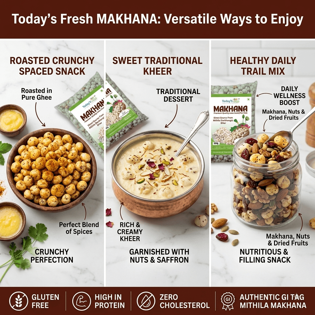 Today’s Fresh Authentic Mithila Makhana (200g) – Premium Hand-Picked Popped Lotus Seeds / Fox Nuts | 4.5 to 5.5 Suta Mixed Grade | 100% Natural, Gluten-Free Healthy Snack From Darbhanga, Bihar - Image 5